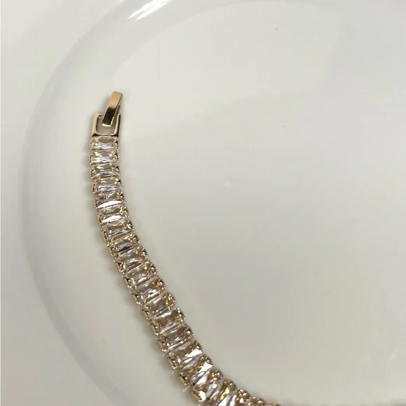 14k gold filled baguette tennis bracelet - Picture 3 of 5